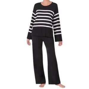 Kate Spade NWT Size XL Black White Mariner Striped TWO PIECE Pajamas Lounge Set